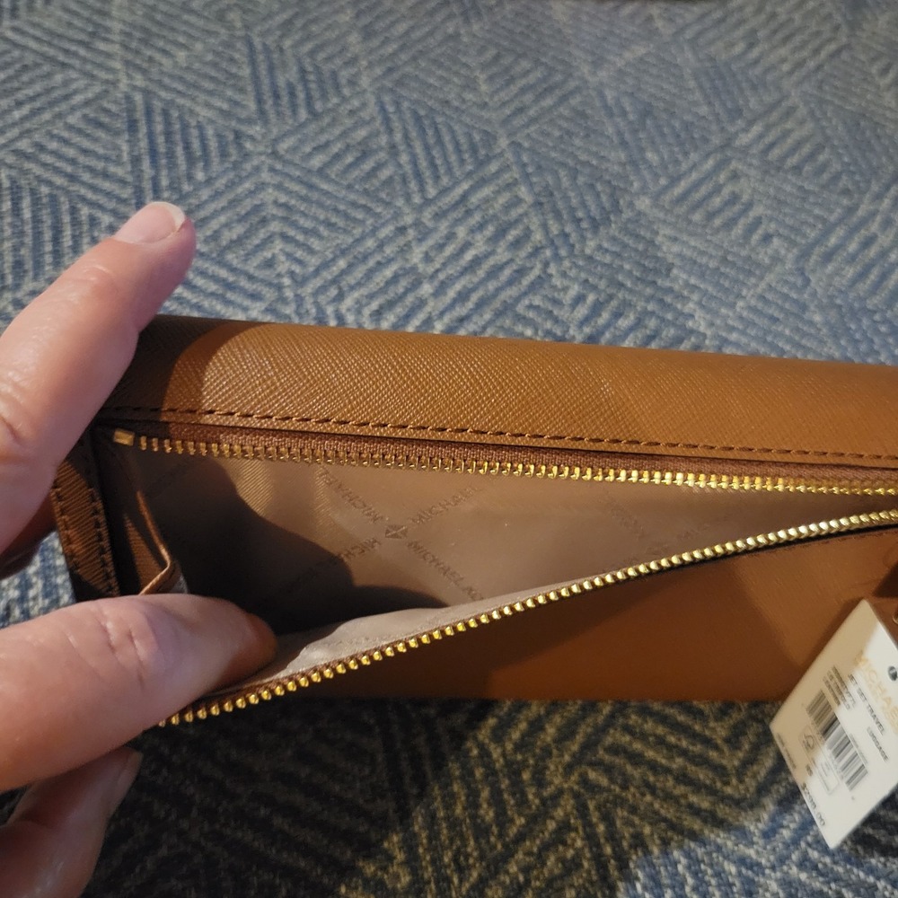 Michael Kors Jet Set Large Trifold Wallet Brown‎ Leather 35S8GTVF7L Luggage F - Picture 3 of 7
